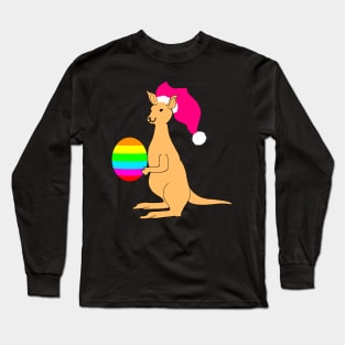 Cute Easter Kangaroo with Rainbow Easter Egg Long Sleeve T-Shirt